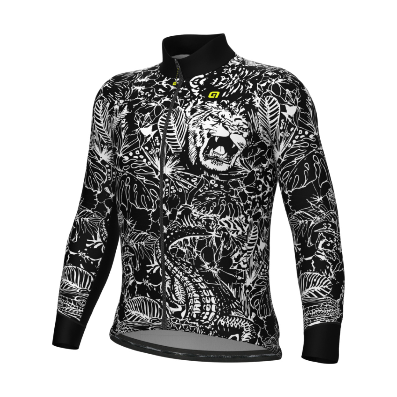 ALÉ Cyklistický dres s dlhým rukávom zimný - PRAGMA SAFARI - čierna/biela