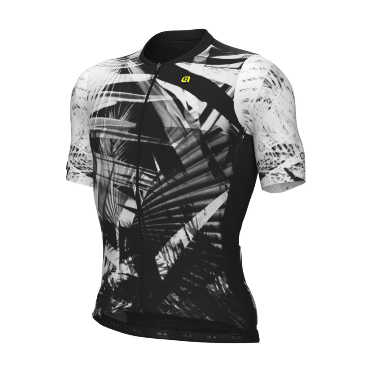 ALÉ Cyklistický dres s krátkym rukávom - PALM PR-E - čierna/biela