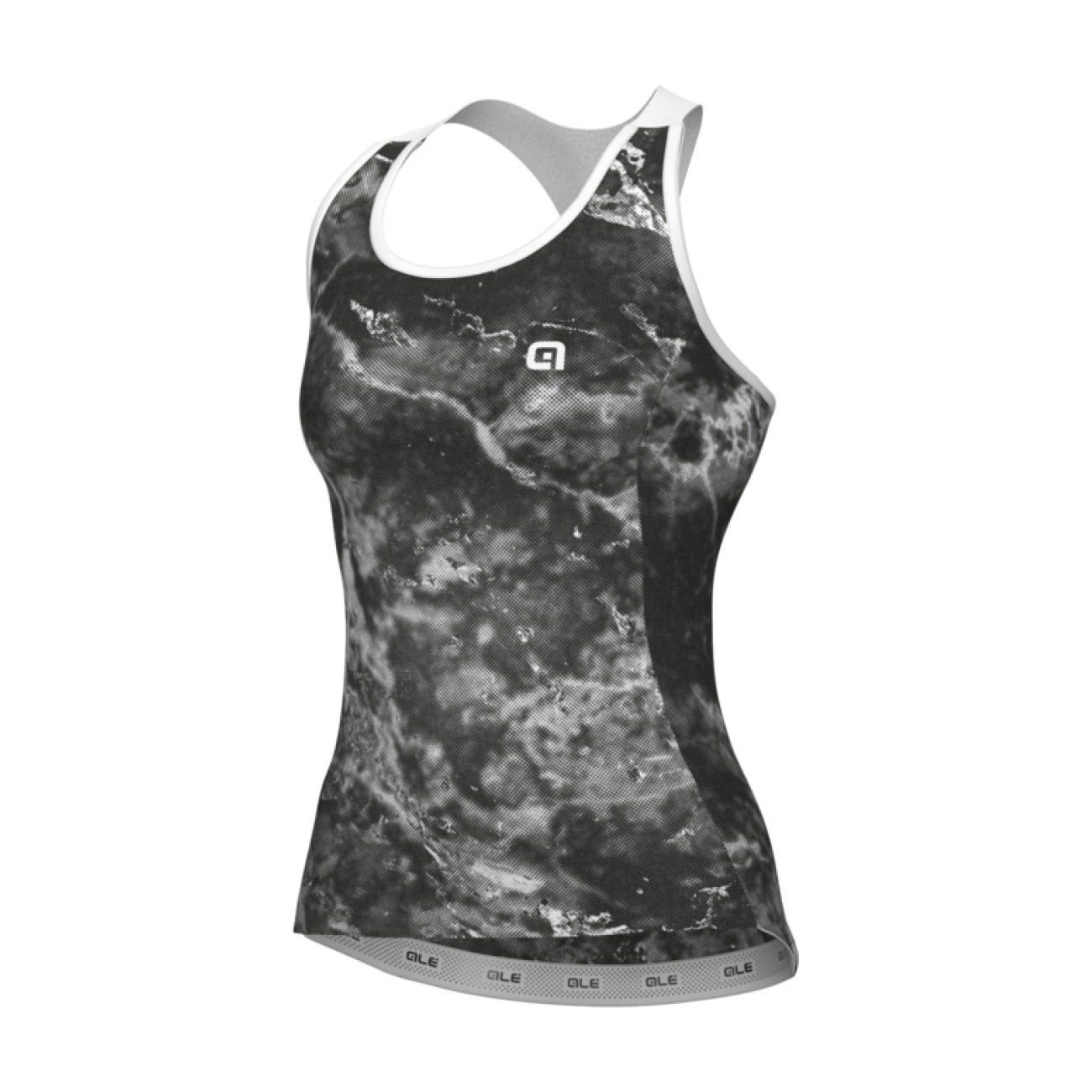 ALÉ Cyklistický dres bez rukávov - MARBLE PRAGMA - čierna/biela