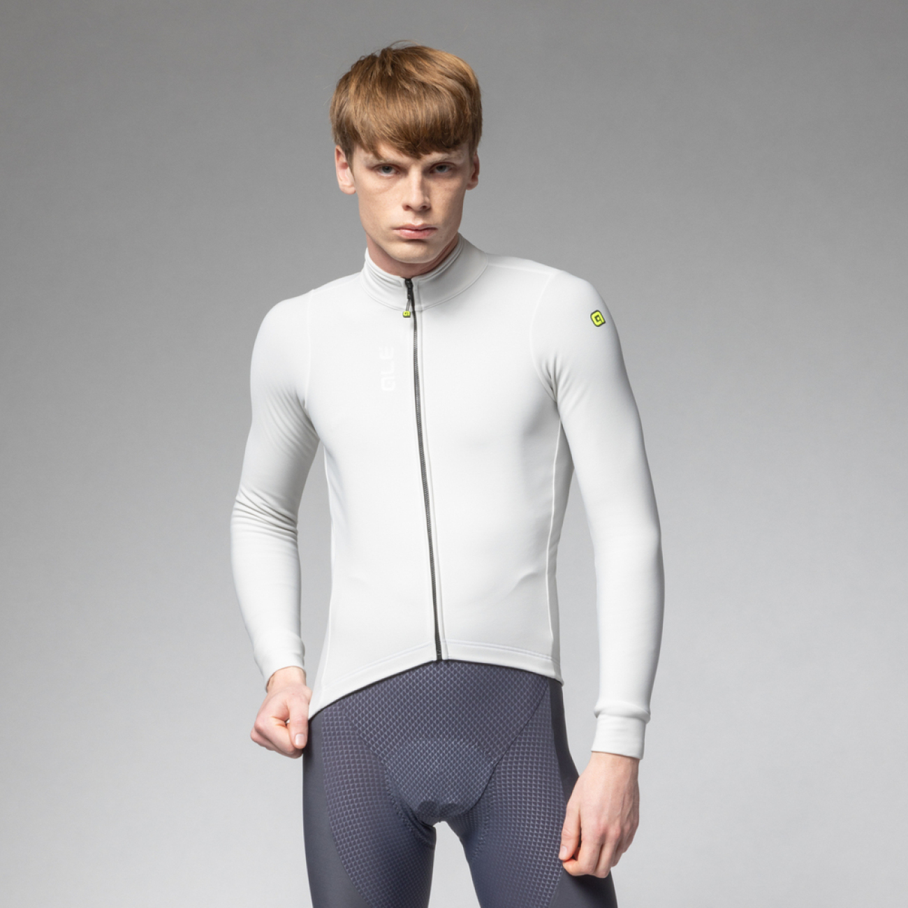 ALÉ Cyklistický dres s dlhým rukávom zimný - PRAGMA FONDO 3.0 - biela 5XL