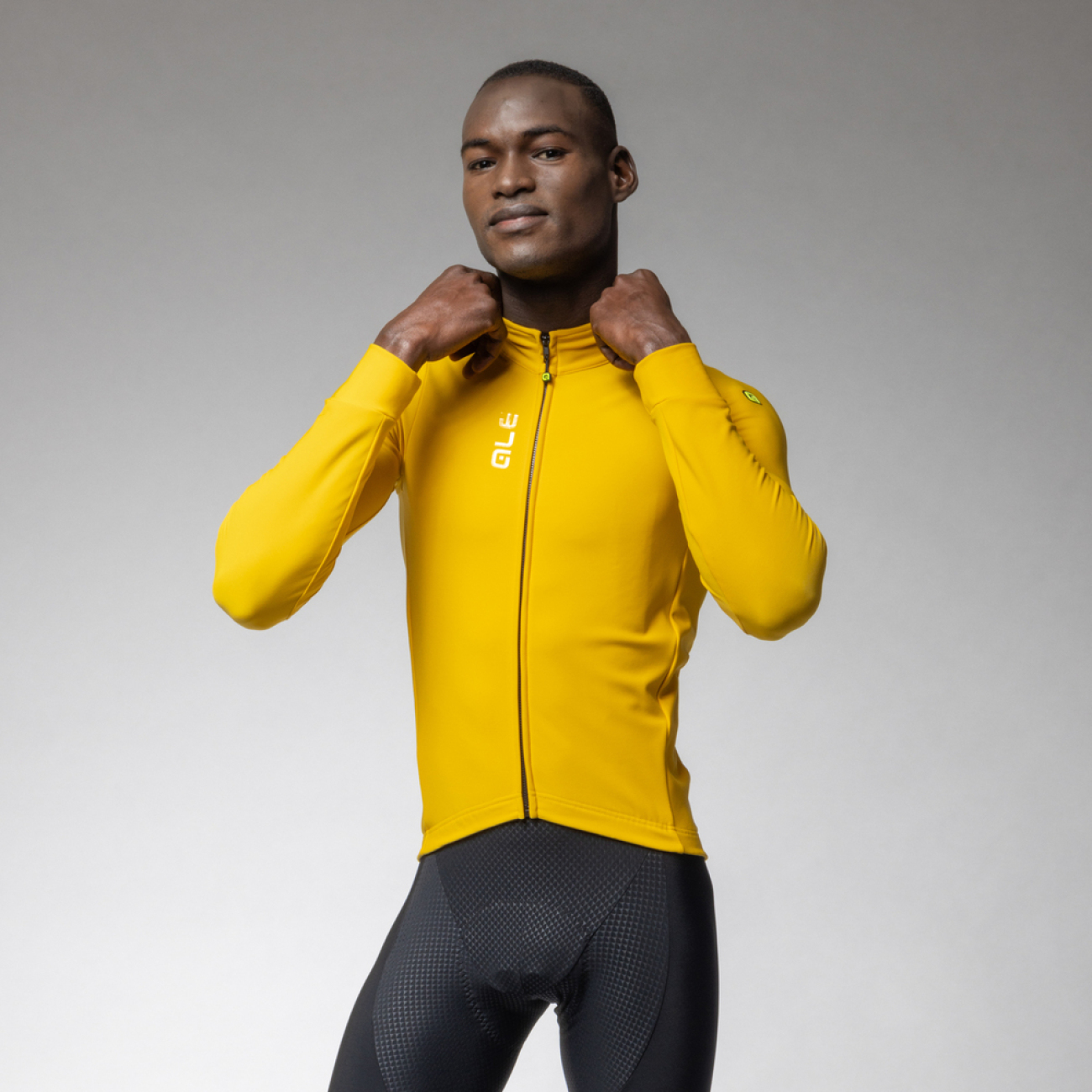 ALÉ Cyklistický dres s dlhým rukávom zimný - PRAGMA FONDO 3.0 - žltá S