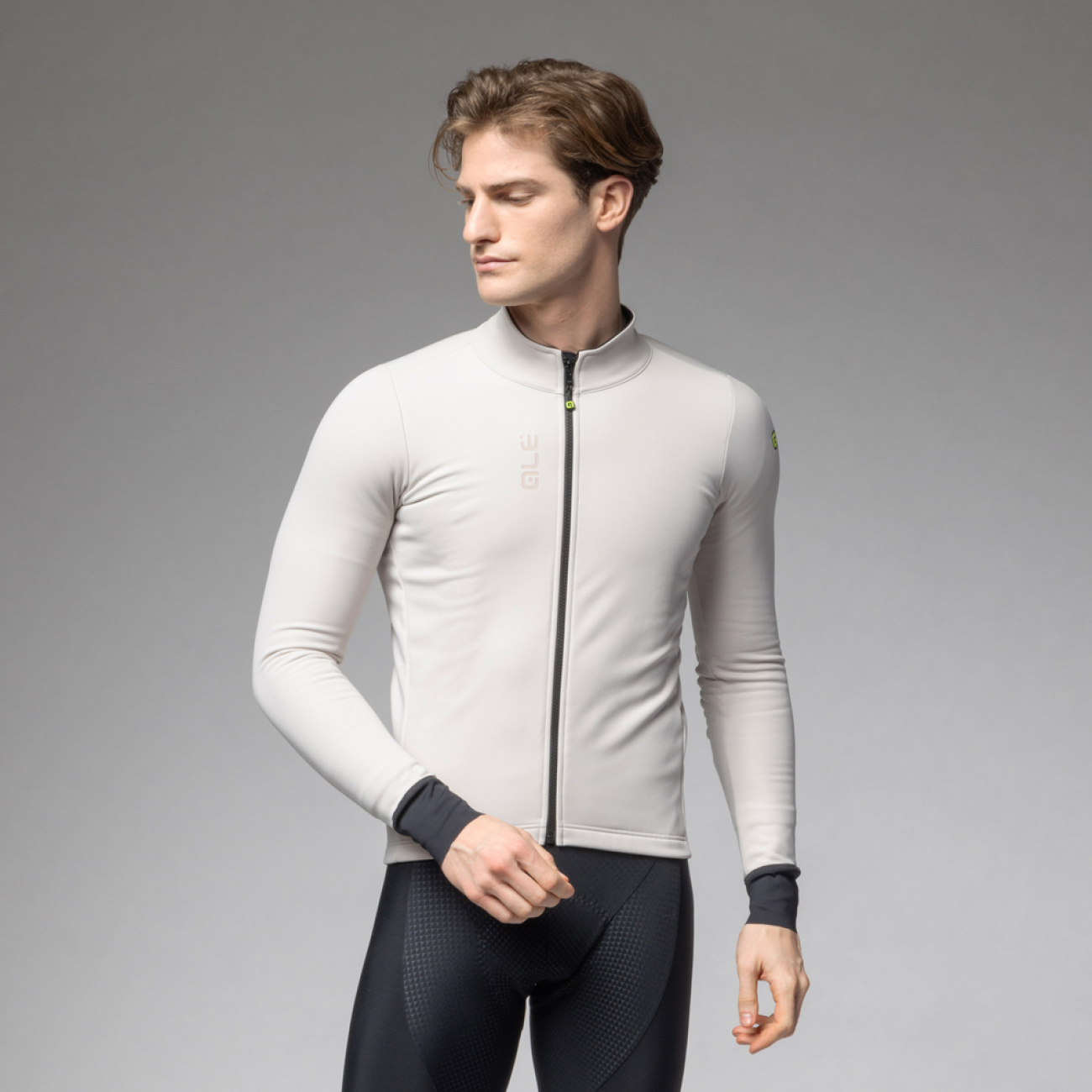 ALÉ Cyklistická vetruodolná bunda - PRAGMA FONDO 3.0 - biela/čierna