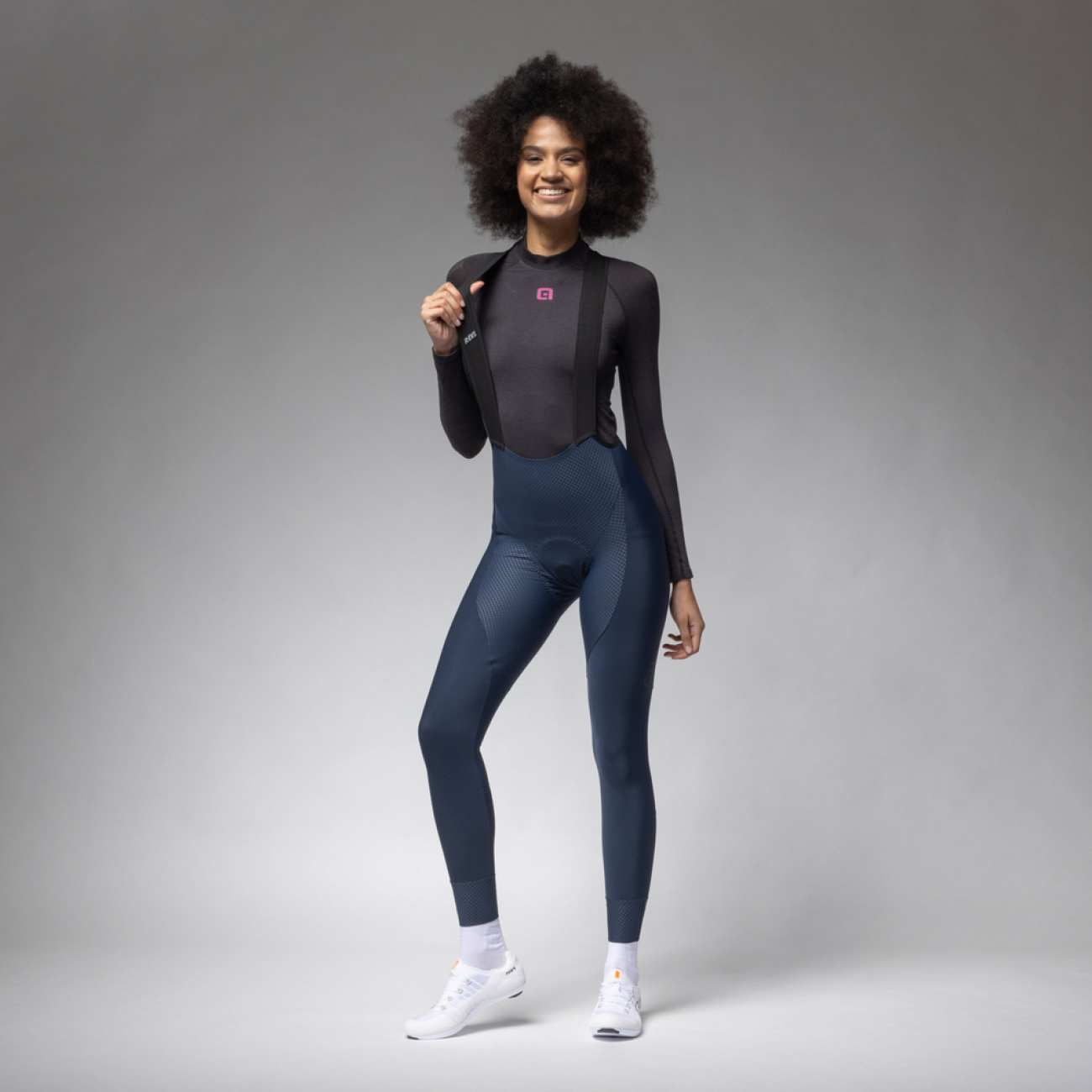 ALÉ Cyklistické nohavice dlhé s trakmi - R-EV1 VOLTAGE - modrá 2XS