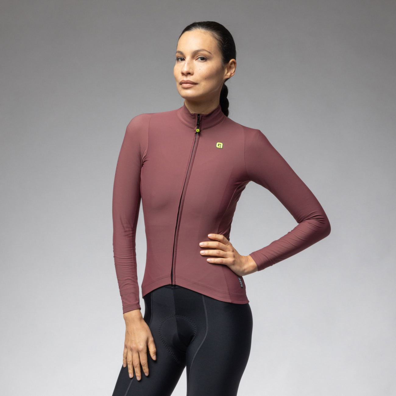 ALÉ Cyklistický dres s dlhým rukávom zimný - R-EV1 WARM RACE 2.0 LADY - hnedá S