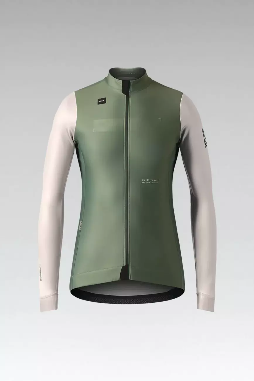 E-shop GOBIK Cyklistická vetruodolná bunda - SKIMO PRO WOMEN - ivory/zelená