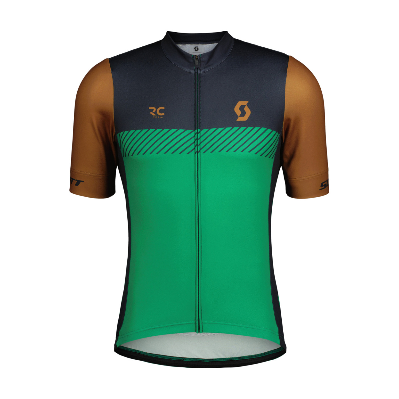 SCOTT Cyklistický dres s krátkym rukávom - RC TEAM - hnedá/zelená/modrá S