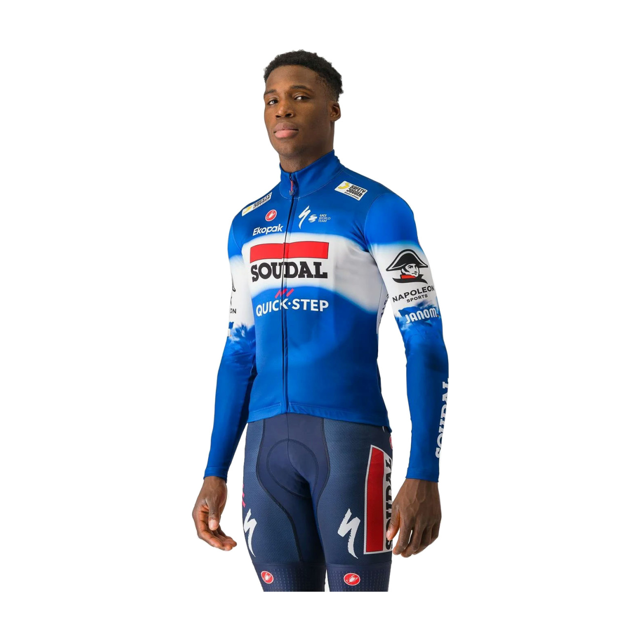 CASTELLI Cyklistický dres s dlhým rukávom zimný - SOUDAL QUICK-STEP 2024 THERMAL - modrá/biela/červená
