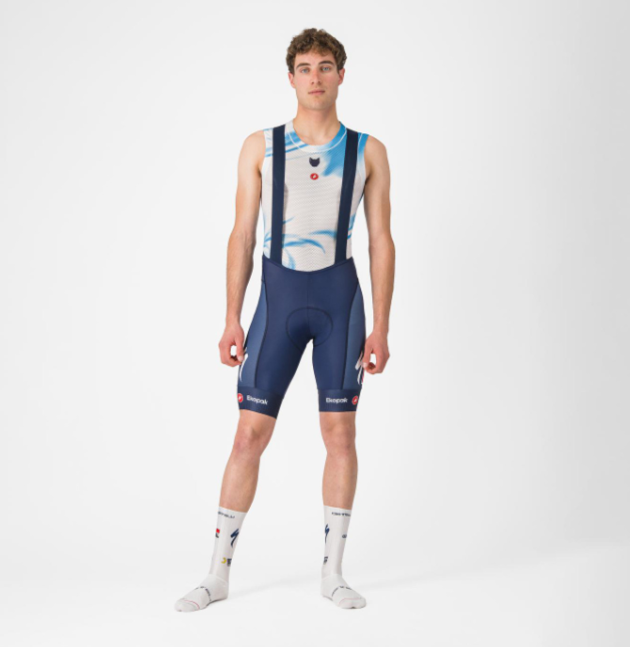 CASTELLI Cyklistické nohavice krátke s trakmi - COMPETIZIONE 2 QUICK STEP 2025 - modrá