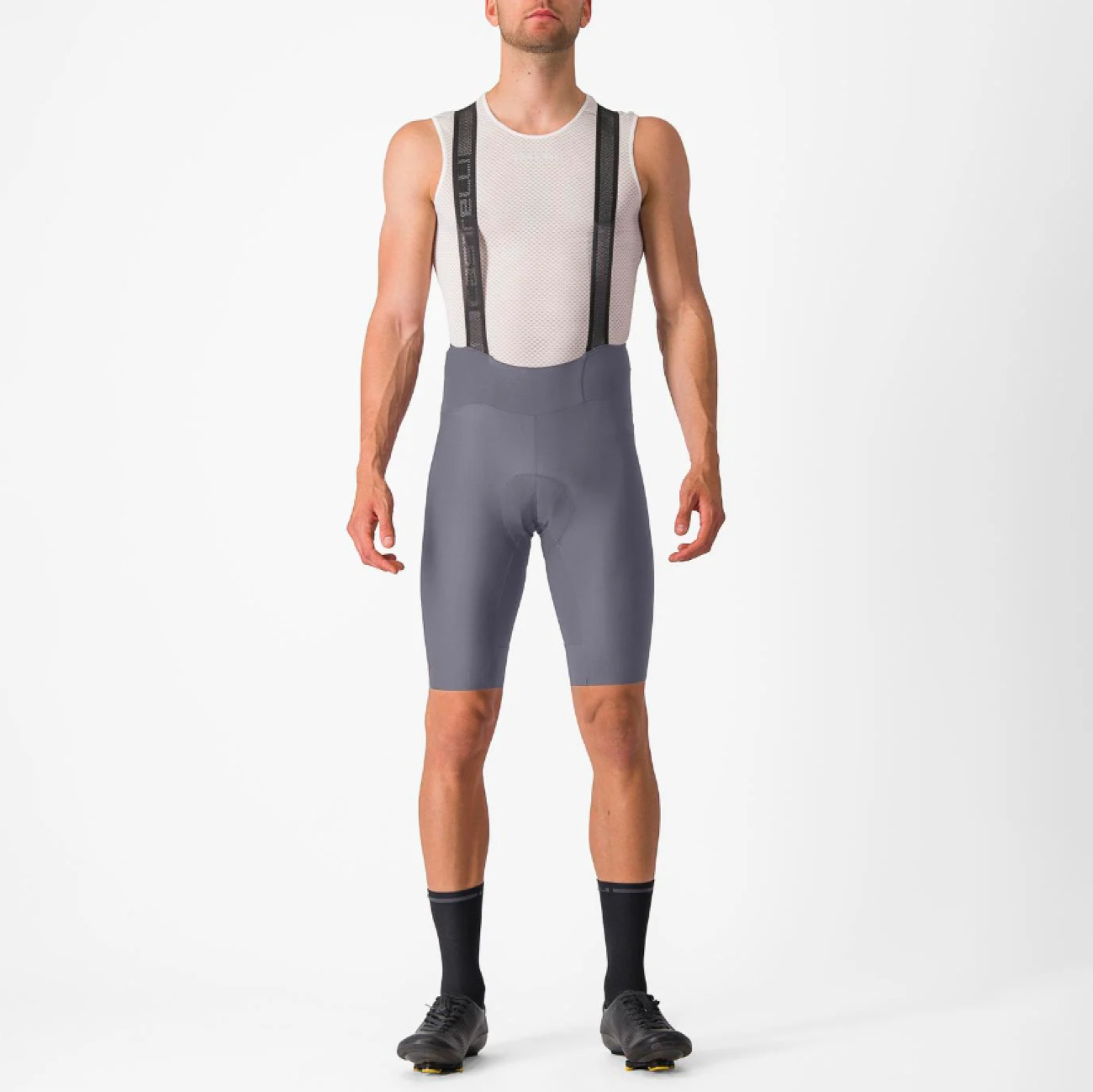 CASTELLI Cyklistické nohavice krátke s trakmi - ESPRESSO - šedá XL
