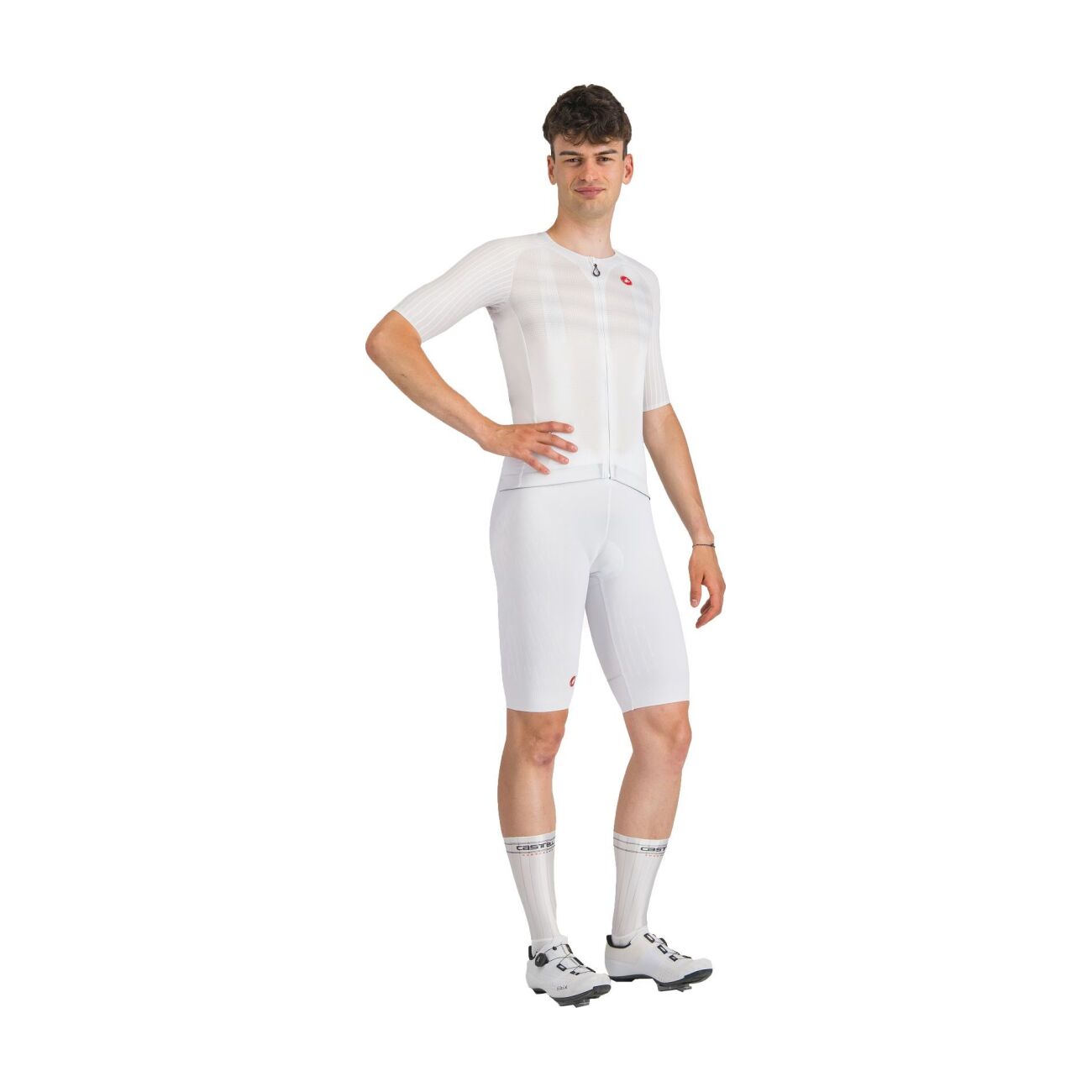 CASTELLI Cyklistické nohavice krátke s trakmi - FREE AERO RACE - biela