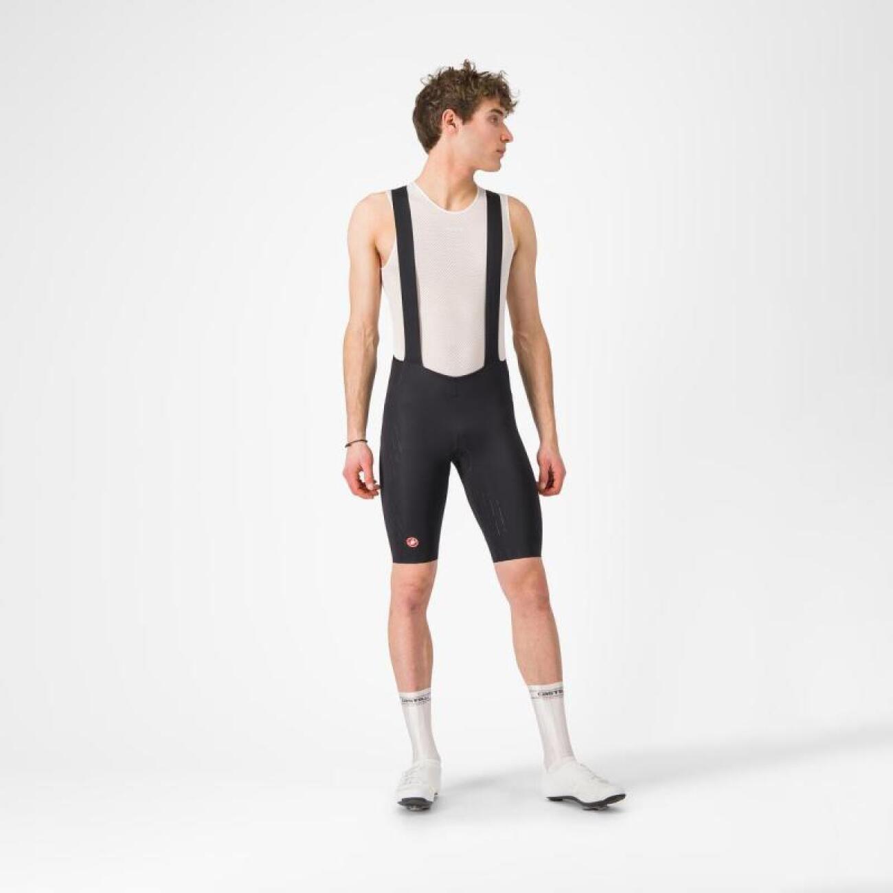 CASTELLI Cyklistické nohavice krátke s trakmi - AERO RACE S - čierna