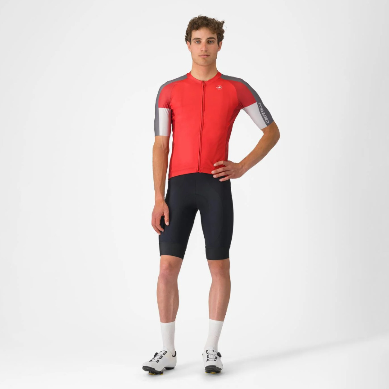 CASTELLI Cyklistický dres s krátkym rukávom - ENTRATA 6 - červená/šedá 3XL