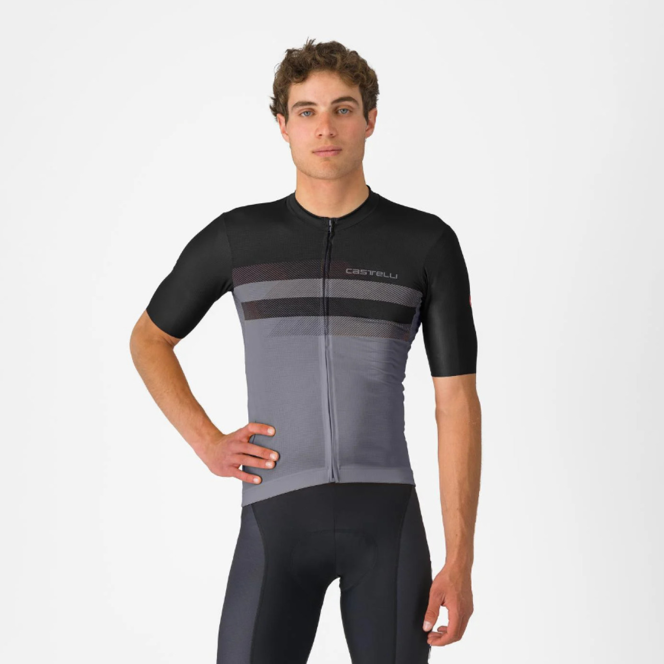 CASTELLI Cyklistický dres s krátkym rukávom - SIMBOLO - šedá/čierna