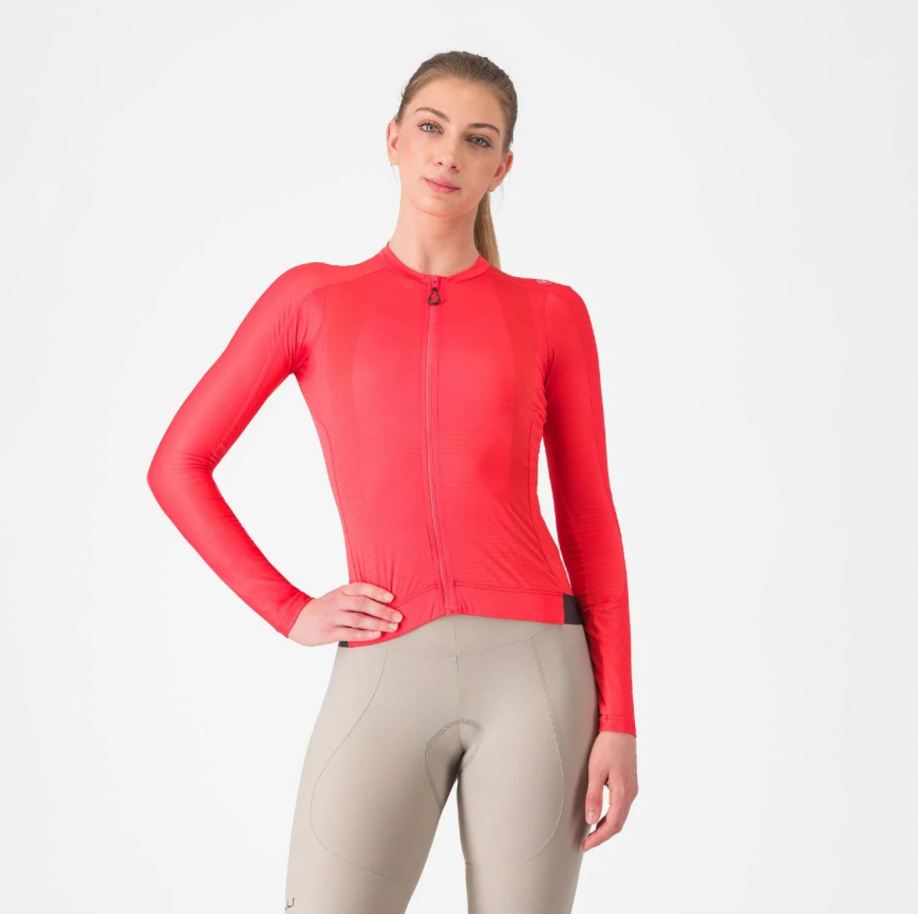 CASTELLI Cyklistický dres s dlhým rukávom letný - ESPRESSO - červená