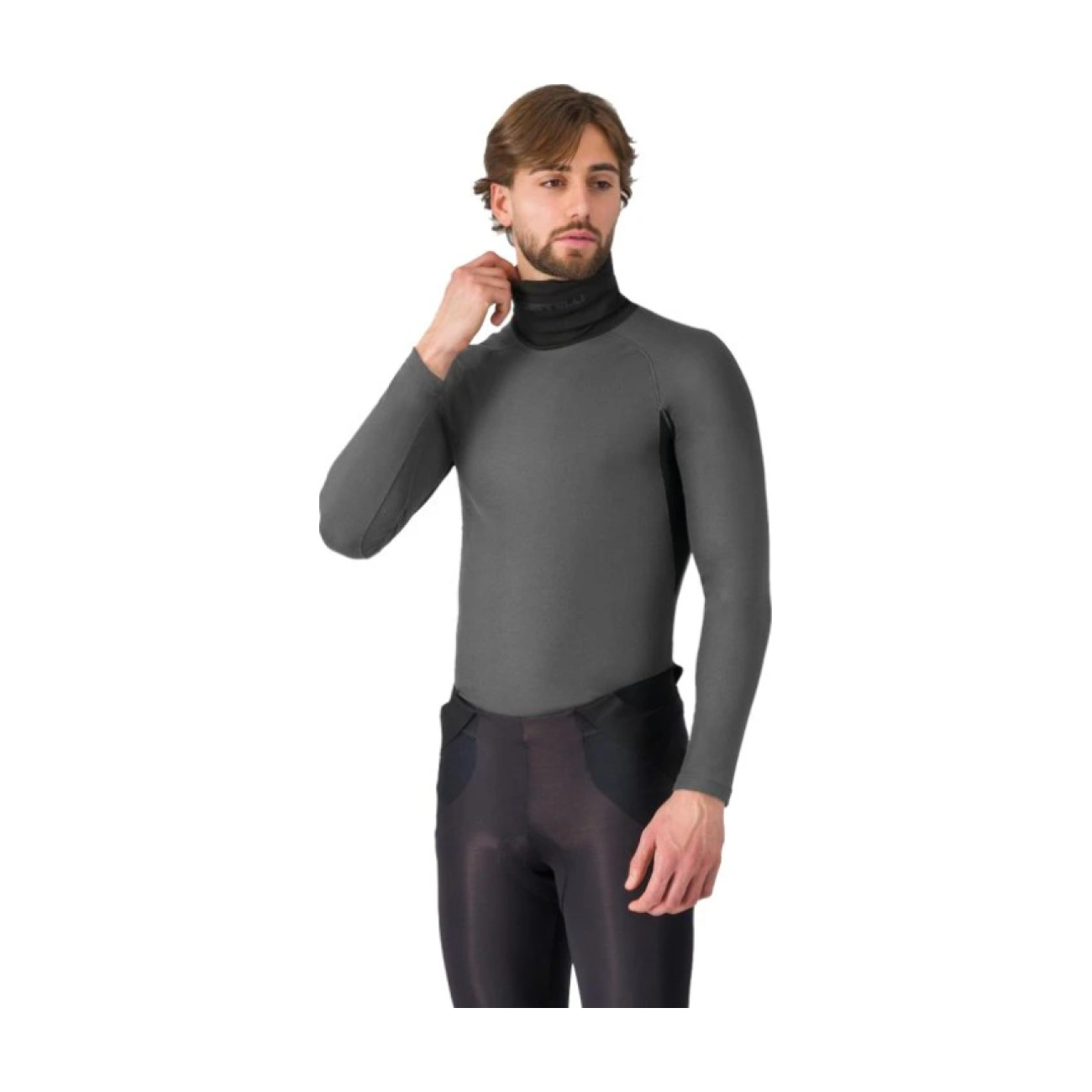 CASTELLI Cyklistické tričko s dlhým rukávom - FLANDERS 2 HIGH NECK WARMER - šedá