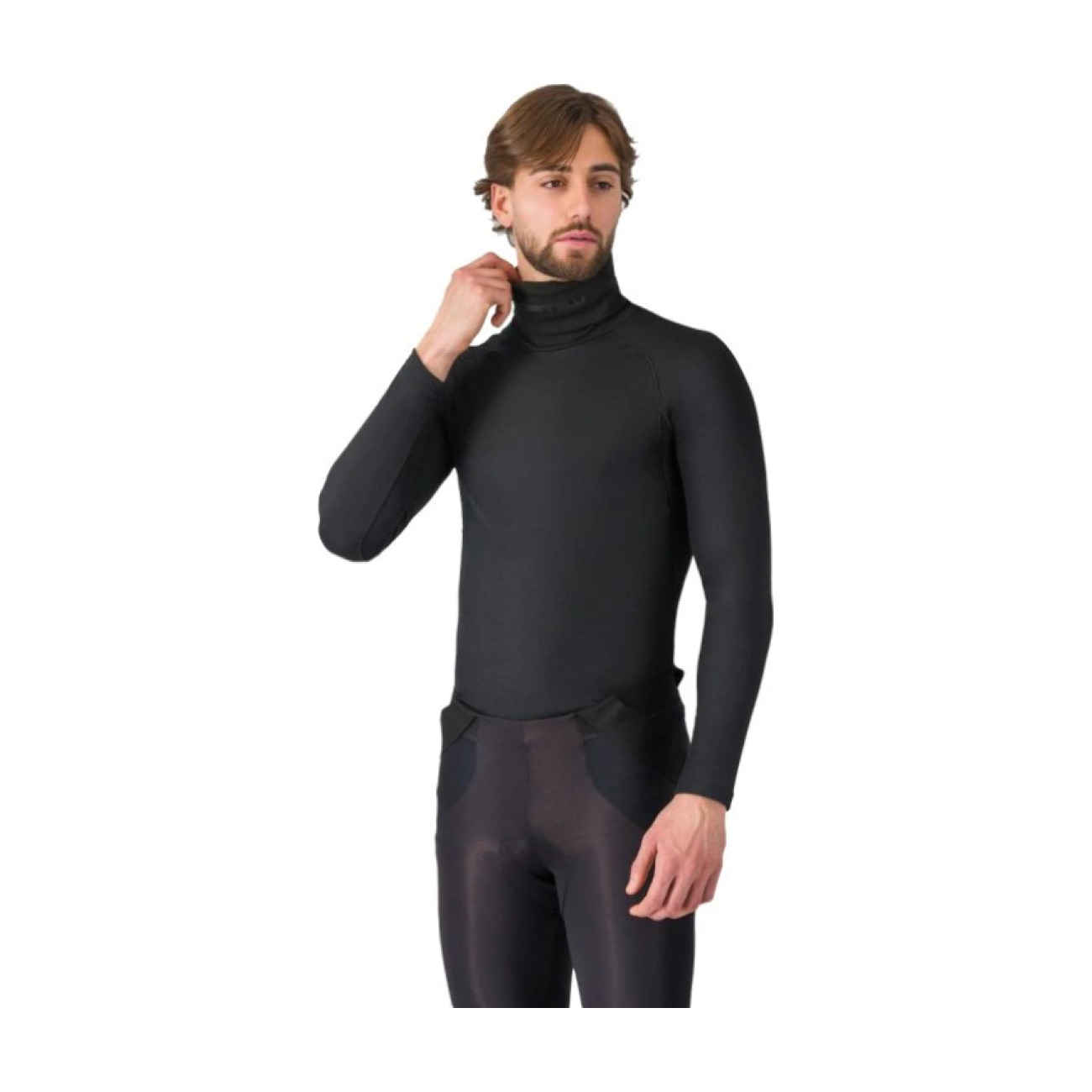 CASTELLI Cyklistické tričko s dlhým rukávom - FLANDERS 2 HIGH NECK WARMER - čierna