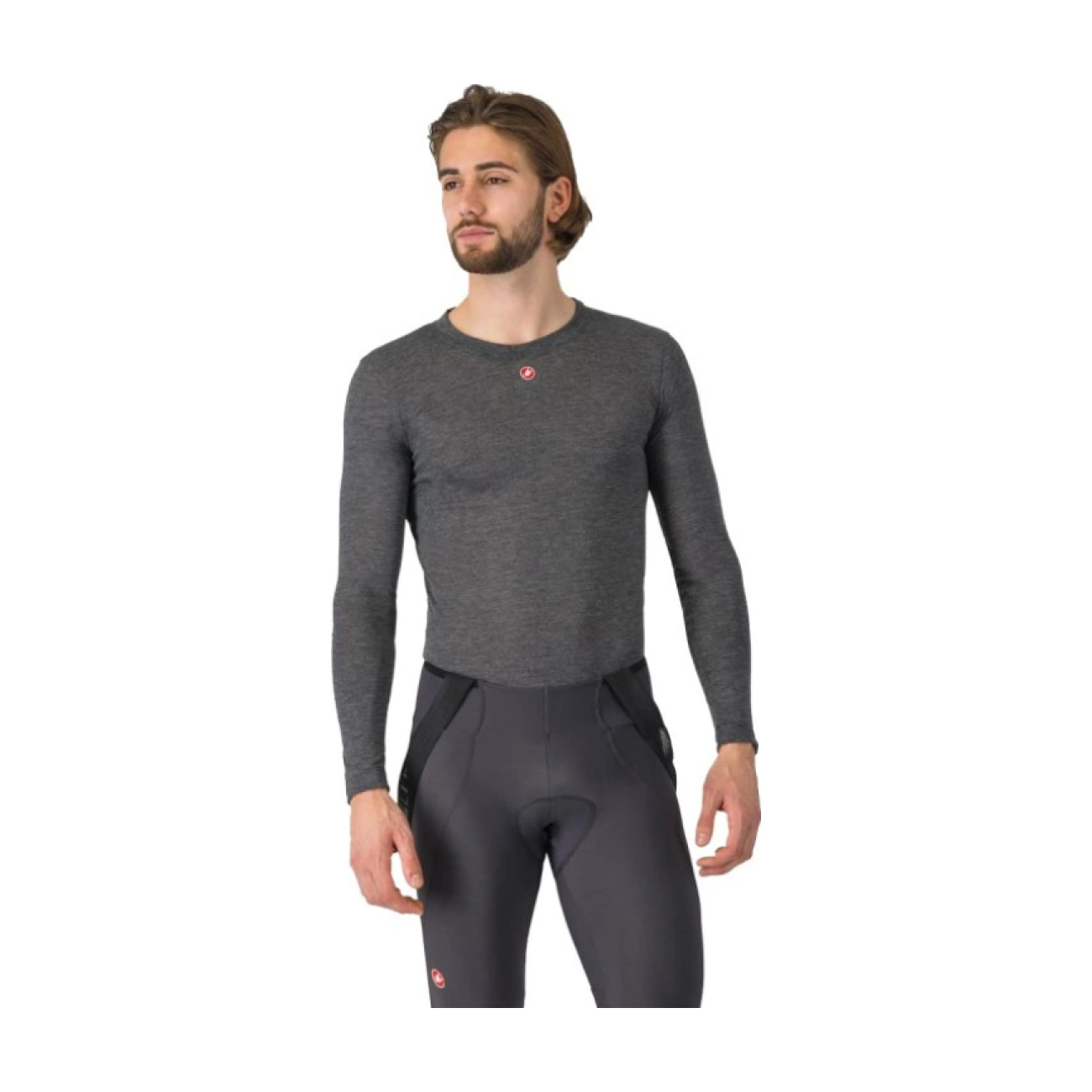 CASTELLI Cyklistické tričko s dlhým rukávom - MEDIO BASE LAYER LS - šedá