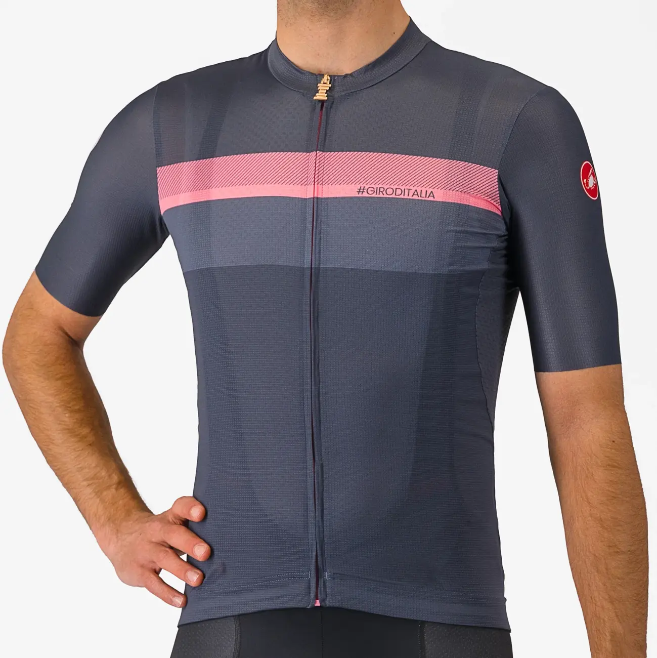 
                CASTELLI Cyklistický dres s krátkym rukávom - GIRO VELOCE - modrá/ružová
            