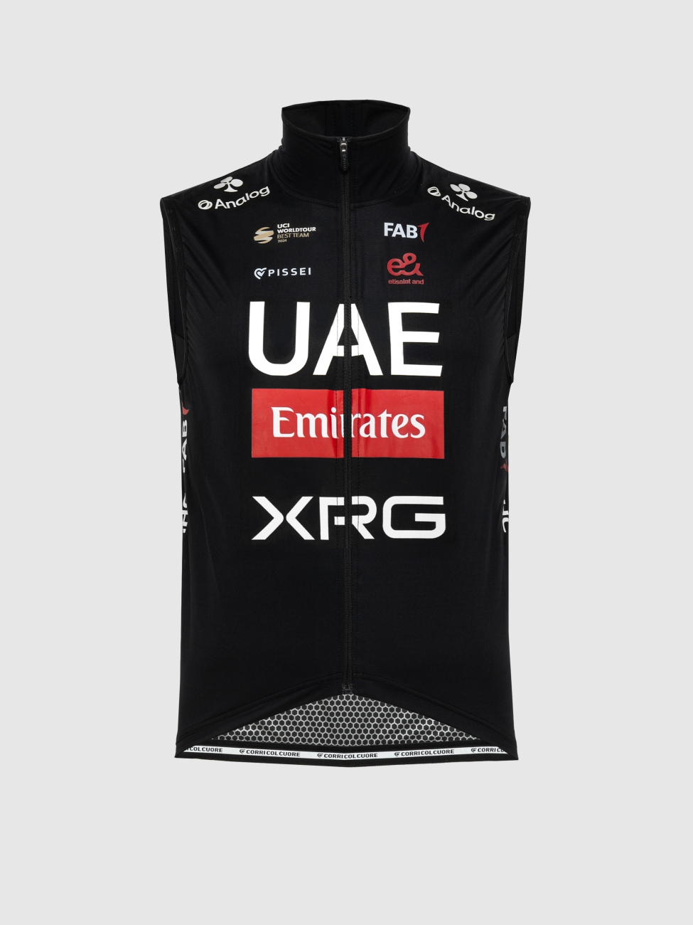 PISSEI Cyklistická vesta - UAE TEAM EMIRATES - XRG 2025 OFFICIAL WATERPROOF - čierna