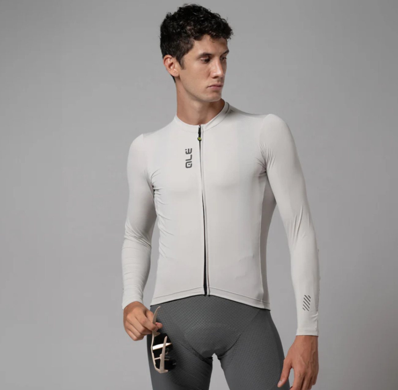 ALÉ Cyklistický dres s dlhým rukávom letný - COLOR BLOCK PRAGMA - béžová