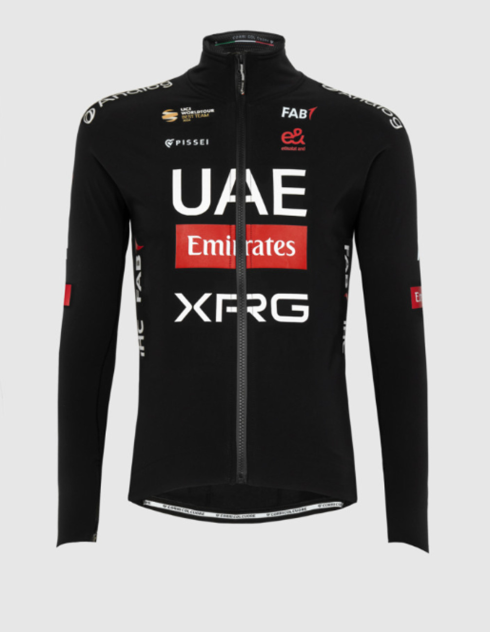 PISSEI Cyklistická zateplená bunda - UAE TEAM EMIRATES - XRG 2025 GIACCA PRIMAPELLE OFFICIAL - čierna