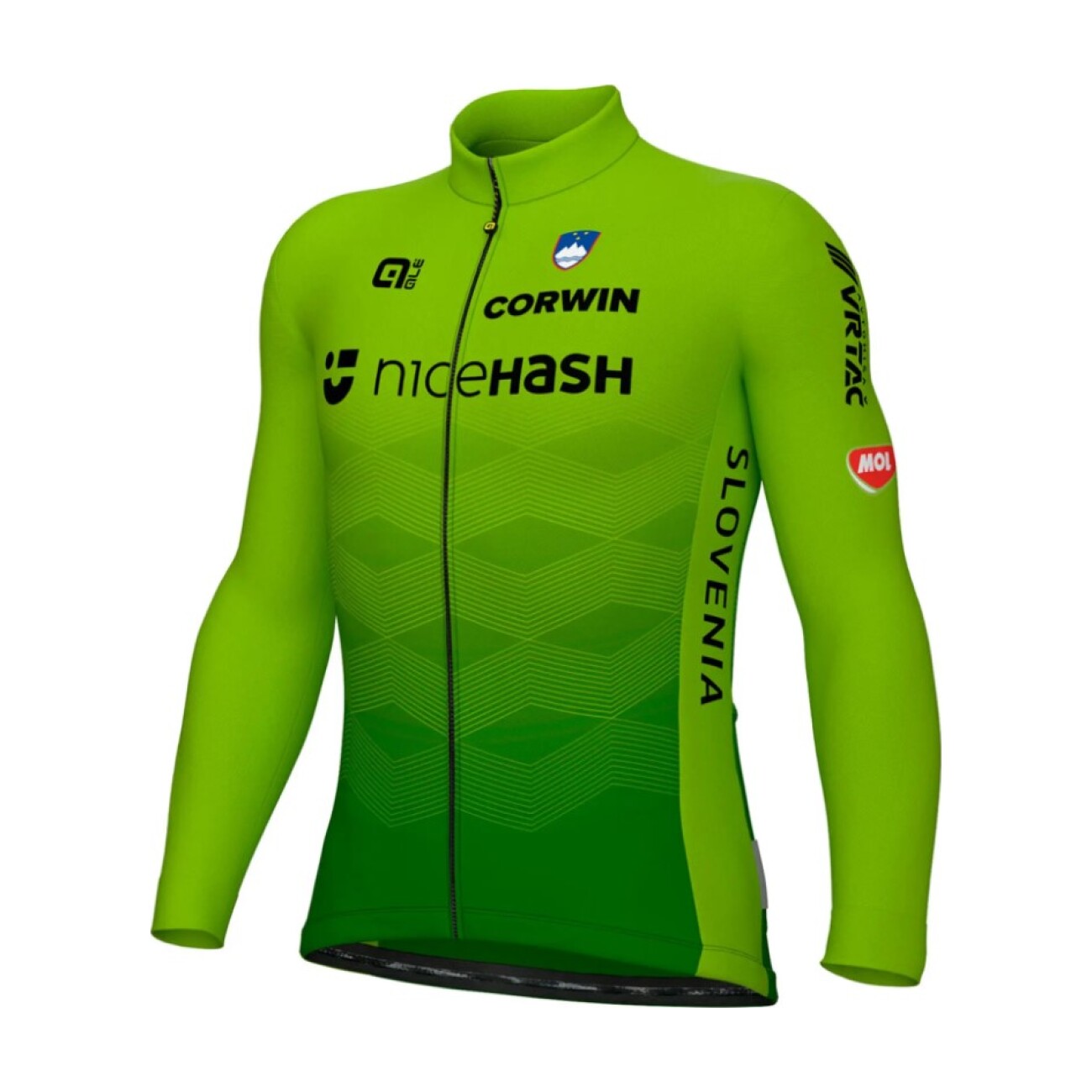 ALÉ Cyklistický dres s dlhým rukávom zimný - SLOVENIAN FEDERATION PRIME 2024 - zelená