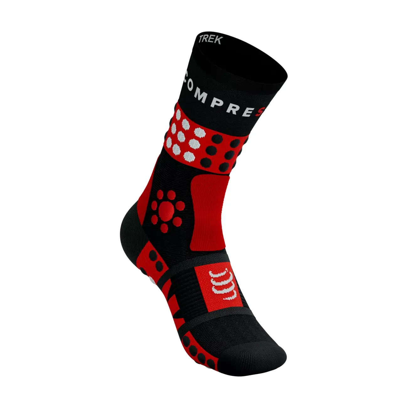 COMPRESSPORT Cyklistické ponožky klasické - TREKKING - čierna/červená 39-41