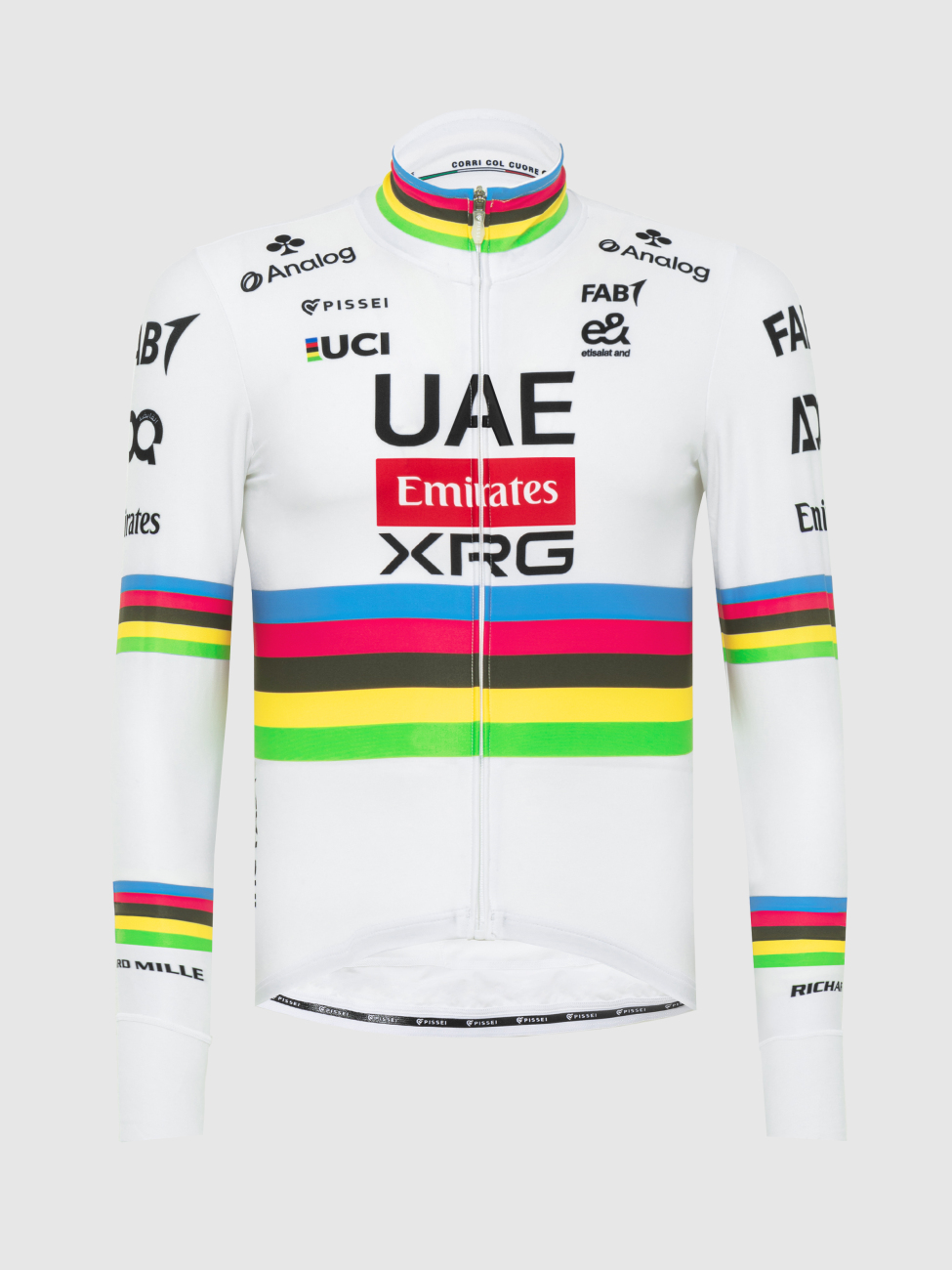 PISSEI Cyklistický dres s dlhým rukávom letný - TADEJ POGACAR WORLD CHAMP REPLICA - biela