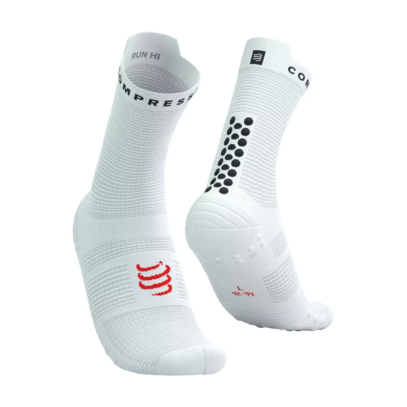 COMPRESSPORT Cyklistické ponožky klasické - PRO RACING V4.0 RUN - biela/čierna 42-44