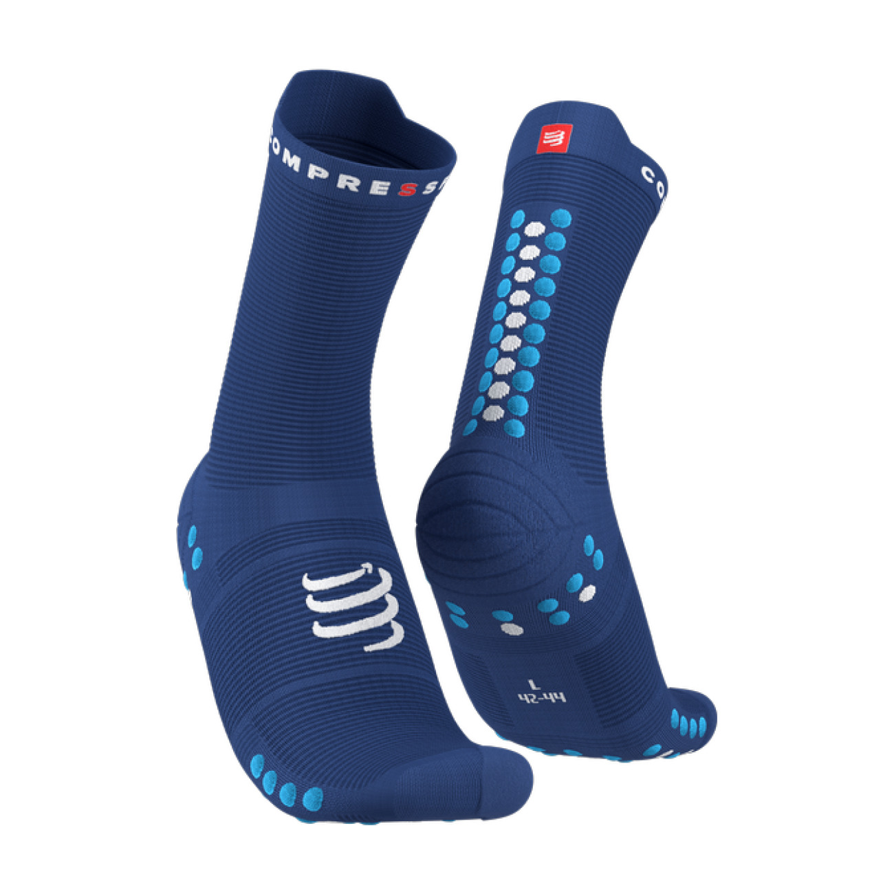 
                COMPRESSPORT Cyklistické ponožky klasické - PRO RACING V4.0 RUN HIGH - modrá
            