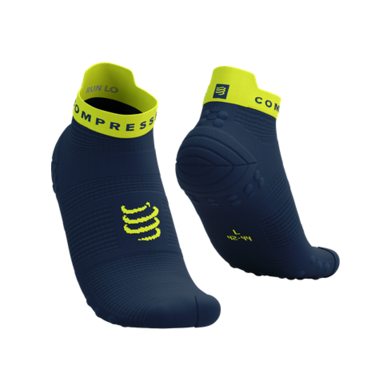 COMPRESSPORT Cyklistické ponožky členkové - PRO RACING V4.0 RUN LOW - modrá/žltá 42-44