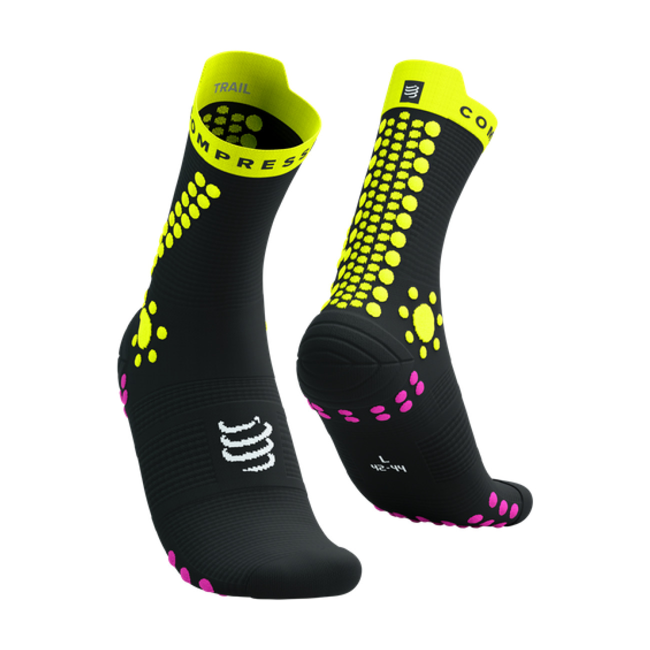 
                COMPRESSPORT Cyklistické ponožky klasické - PRO RACING V4.0 TRAIL - žltá/čierna 35-38
            