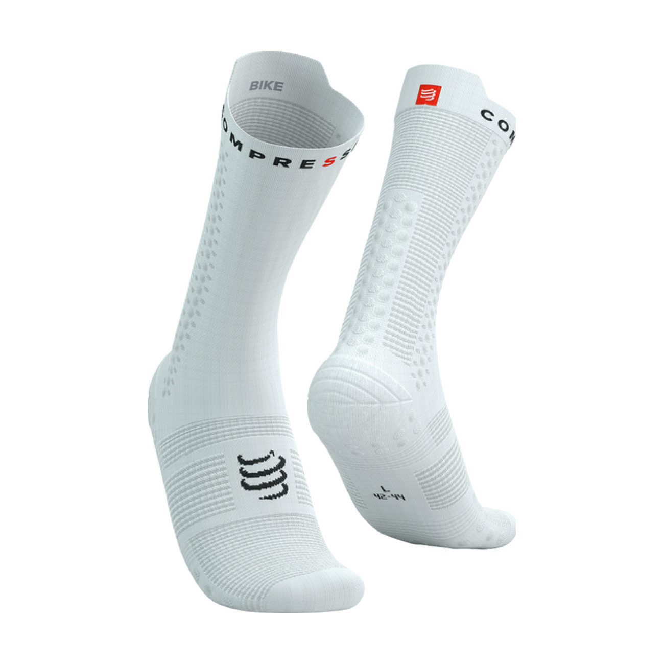 COMPRESSPORT Cyklistické ponožky klasické - PRO RACING V4.0 BIKE - biela 45-48