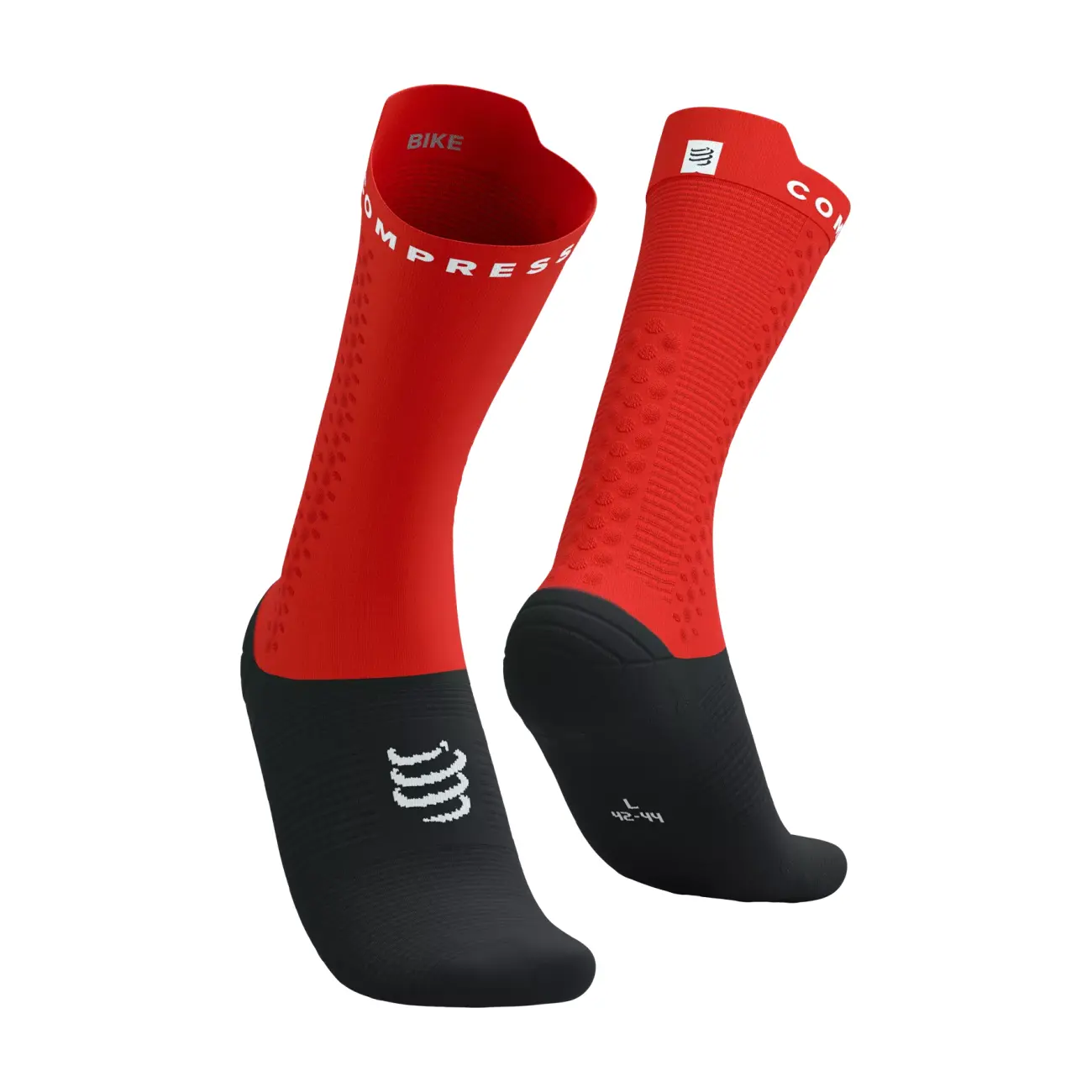 COMPRESSPORT Cyklistické ponožky klasické - PRO RACING V4.0 BIKE - čierna/červená 45-48