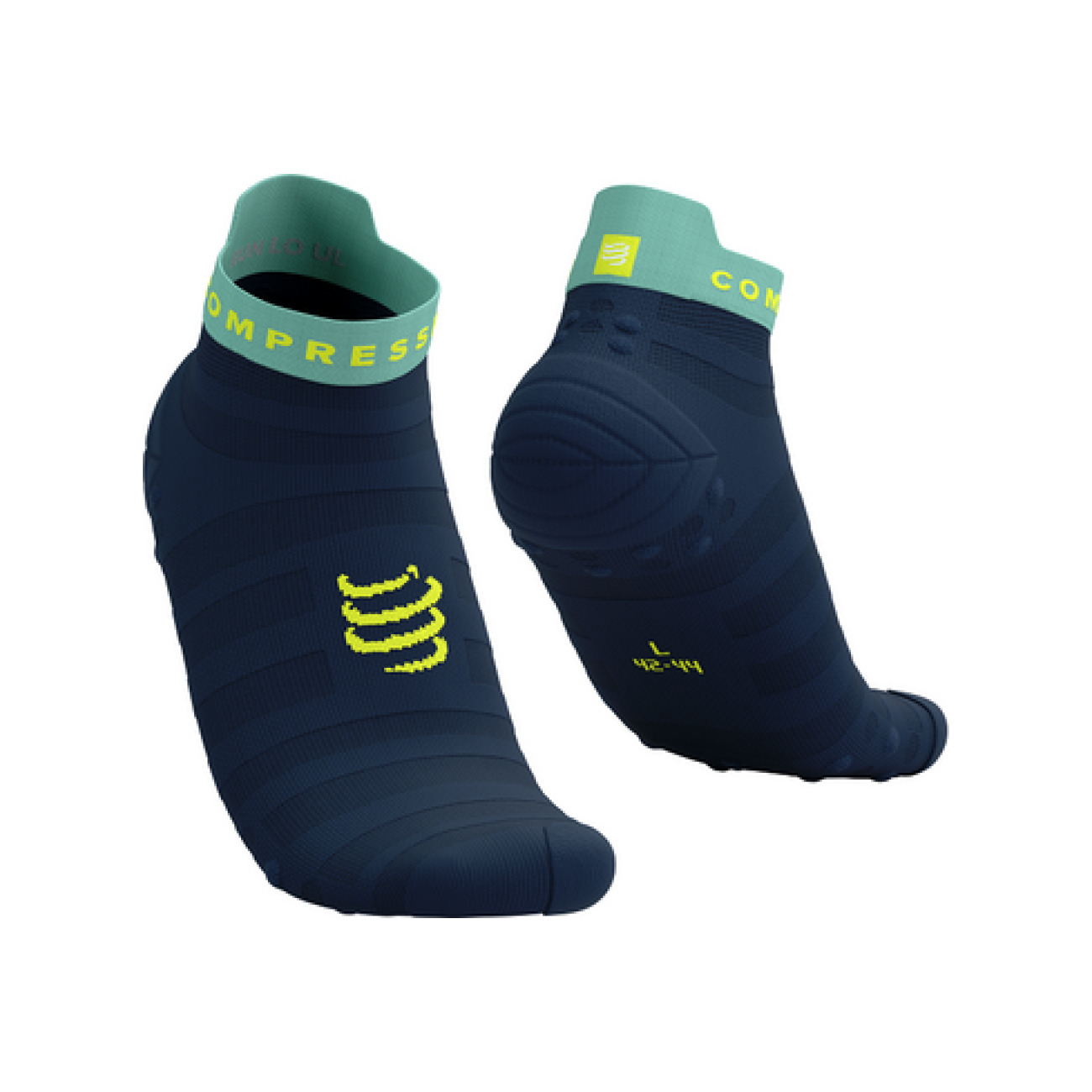 E-shop COMPRESSPORT Cyklistické ponožky členkové - PRO RACING V4.0 ULTRALIGHT RUN LOW - modrá/svetlo zelená