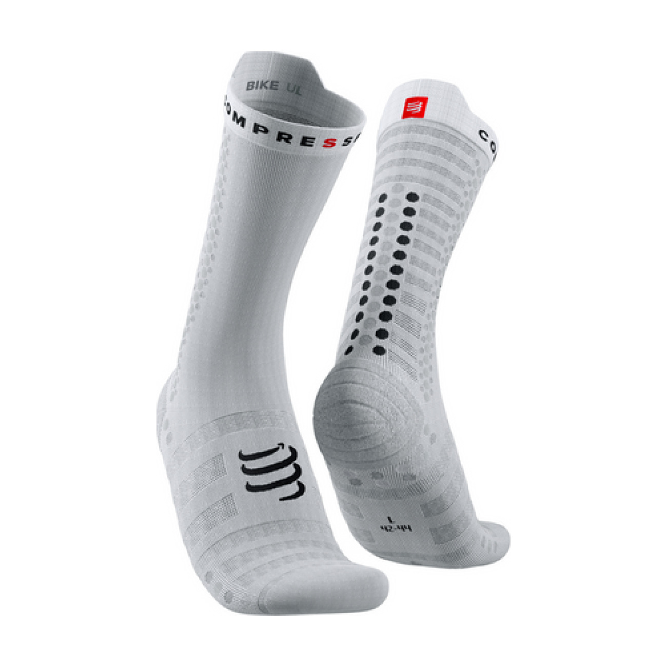 COMPRESSPORT Cyklistické ponožky klasické - PRO RACING SOCKS V4.0 ULTRALIGHT BIKE - biela/čierna 35-38