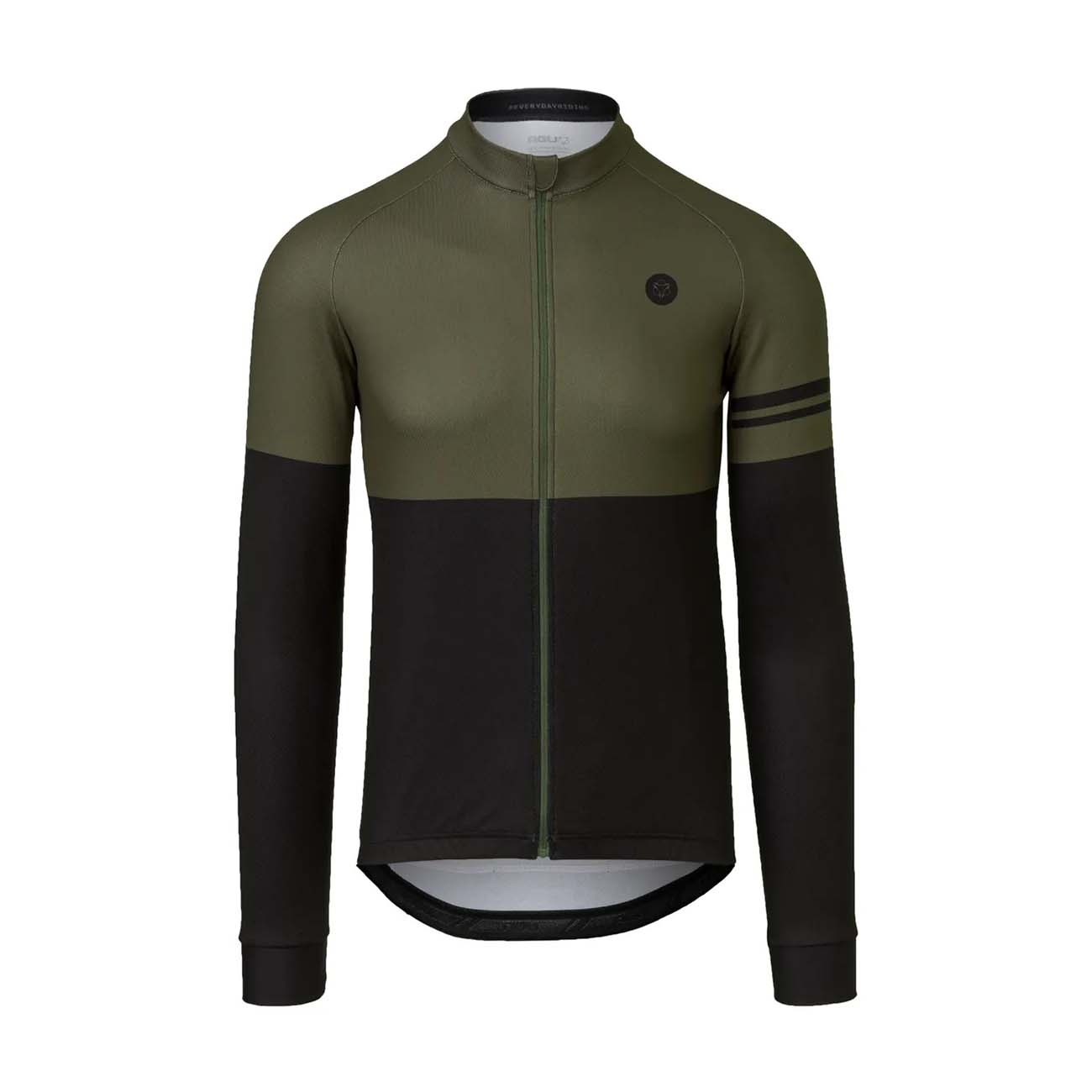 AGU Cyklistický dres s dlhým rukávom zimný - DUO WINTER - čierna/zelená