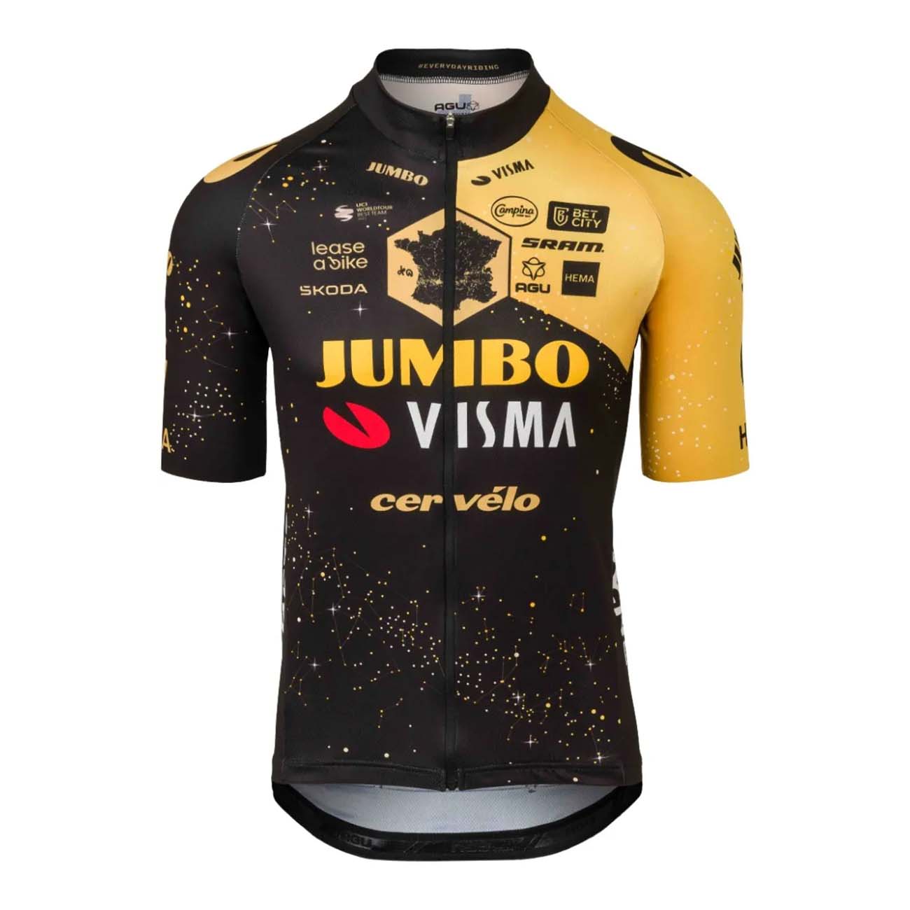 
                AGU Cyklistický dres s krátkym rukávom - AGU JUMBO-VISMA VELO - čierna/žltá L
            