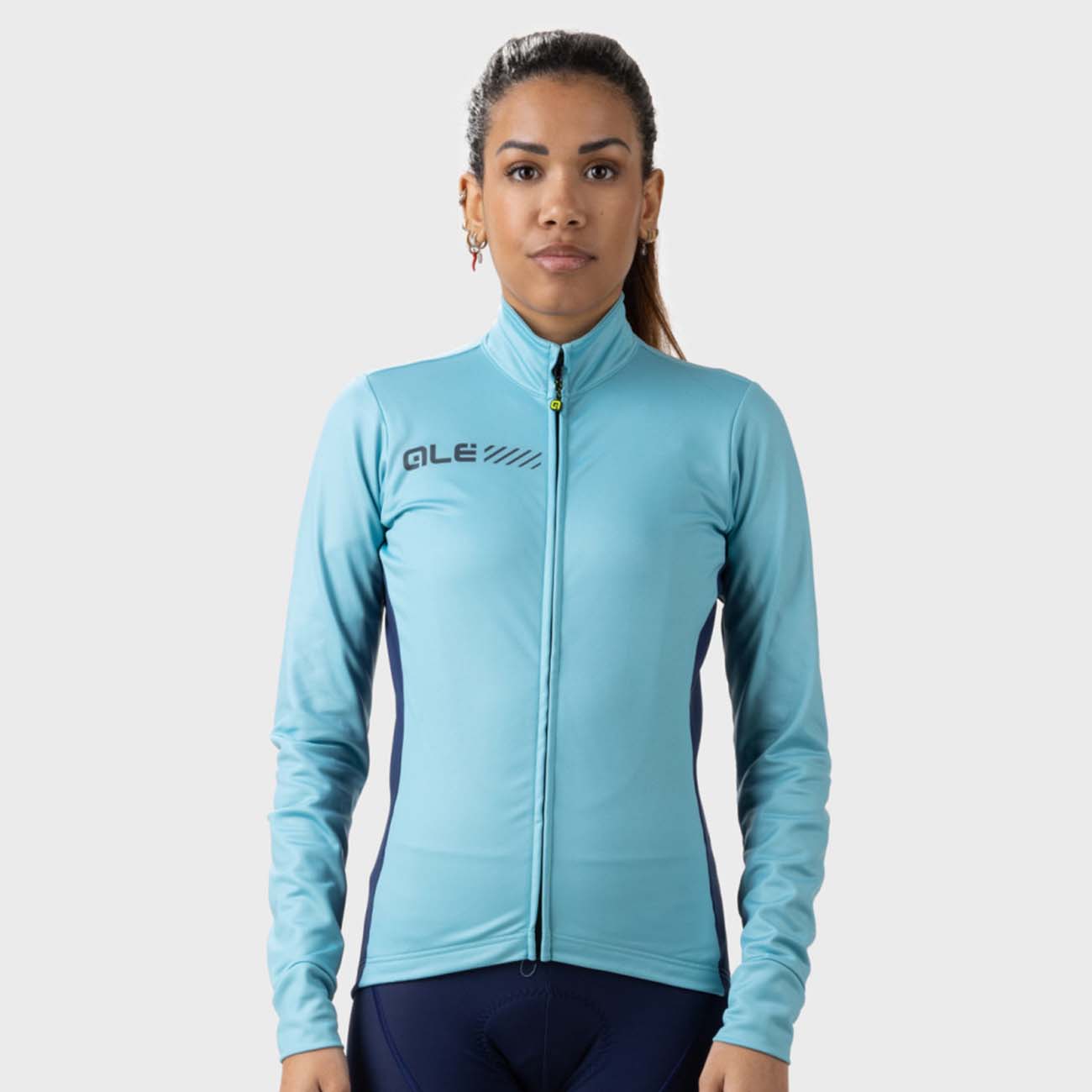 ALÉ Cyklistický dres s dlhým rukávom zimný - FONDO 2.0 SOLID - svetlo modrá