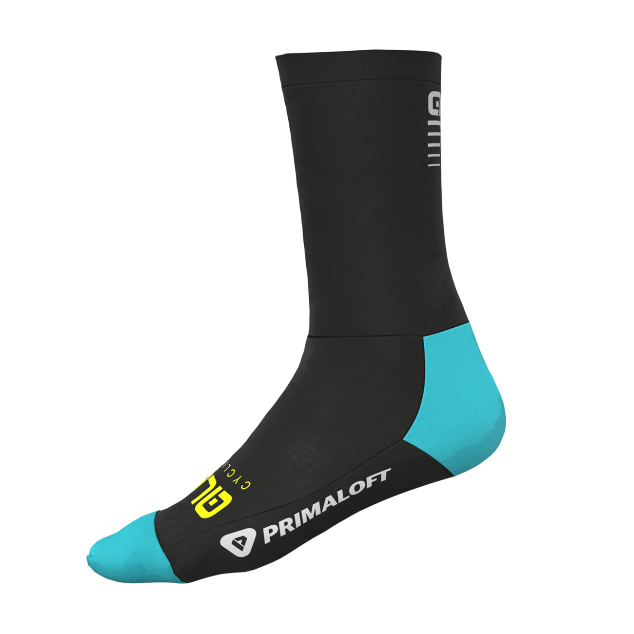 E-shop ALÉ Cyklistické ponožky klasické - THERMO PRIMALOFT H18 - čierna/tyrkysová