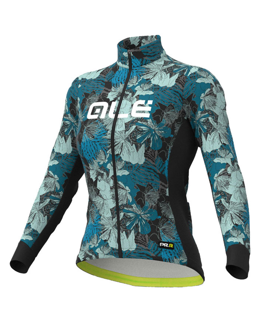 ALÉ Cyklistický dres s dlhým rukávom zimný - AMAZZONIA LADY WNT - čierna/zelená