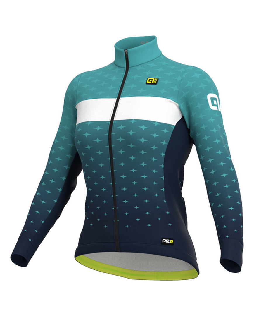 ALÉ Cyklistický dres s dlhým rukávom zimný - PR-R STARS LADY WNT - modrá/svetlo modrá 2XL