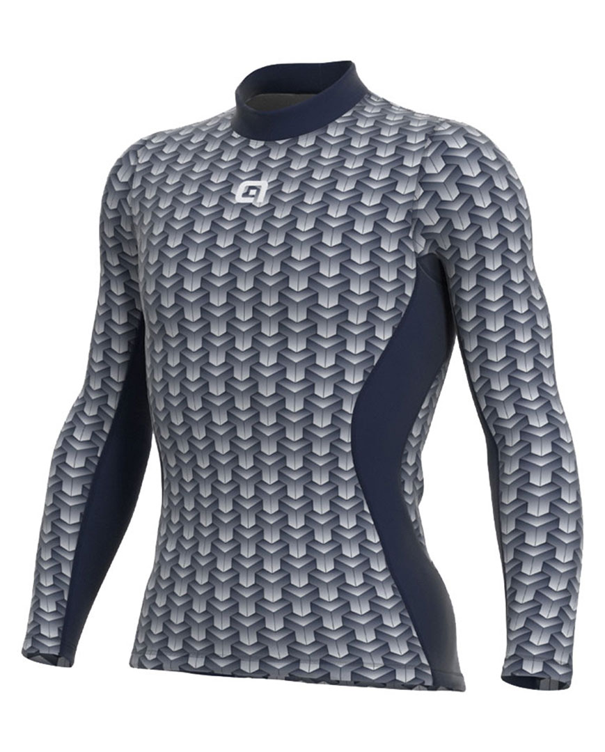 
                ALÉ Cyklistické tričko s dlhým rukávom - INTIMO CUBES - modrá XL-2XL
            