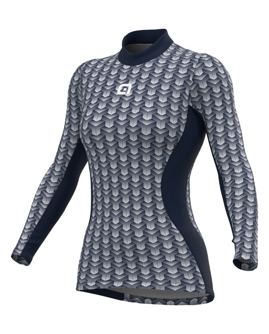 ALÉ Cyklistické tričko s dlhým rukávom - INTIMO CUBES LADY - modrá M