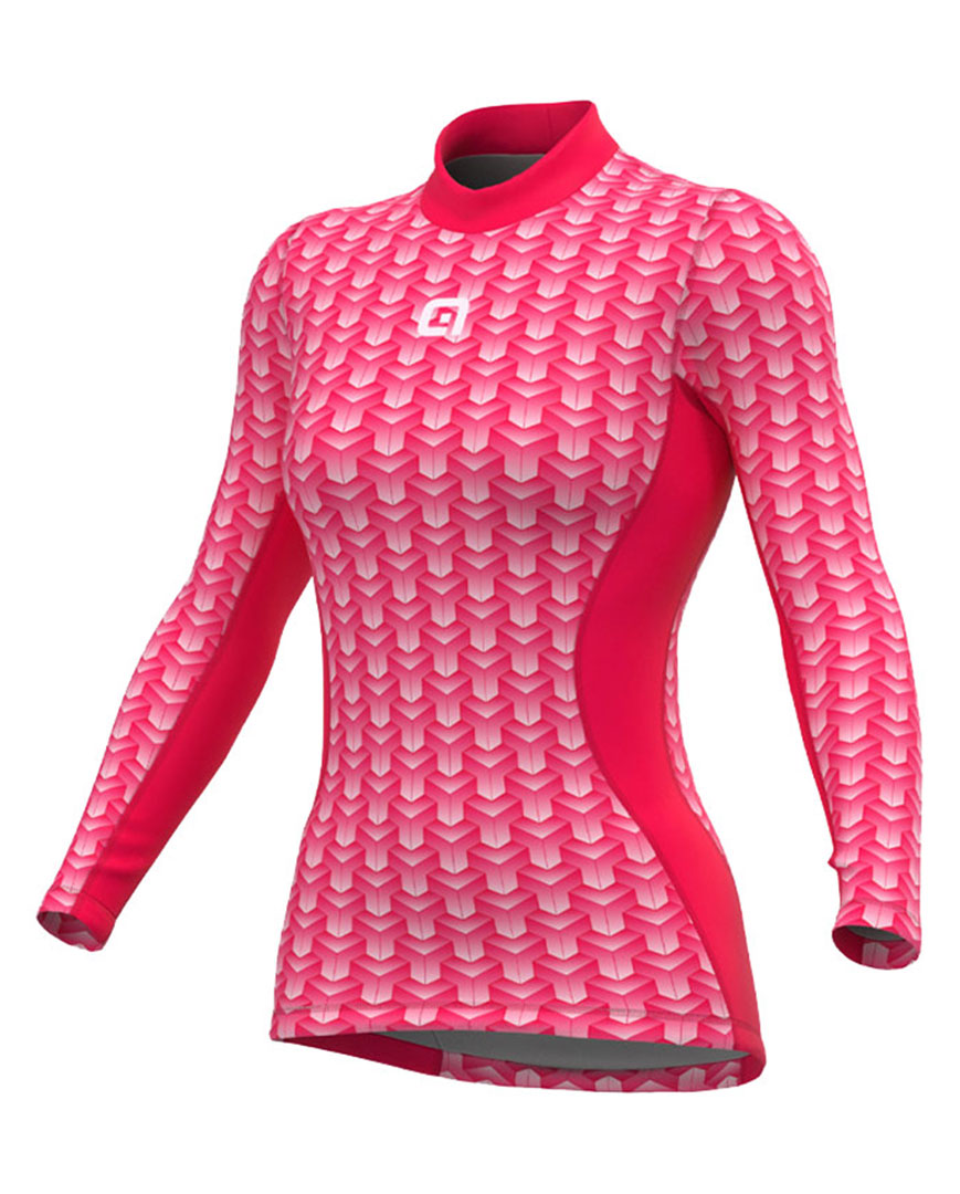 ALÉ Cyklistické tričko s dlhým rukávom - INTIMO CUBES LADY - ružová M