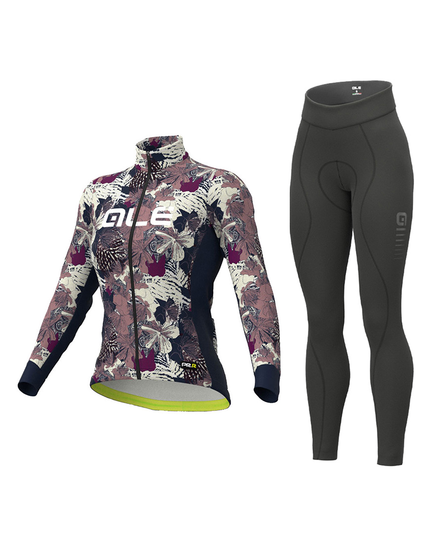 ALÉ Cyklistický zimný dres a nohavice - AMAZZONIA LADY WNT - modrá/čierna/fialová