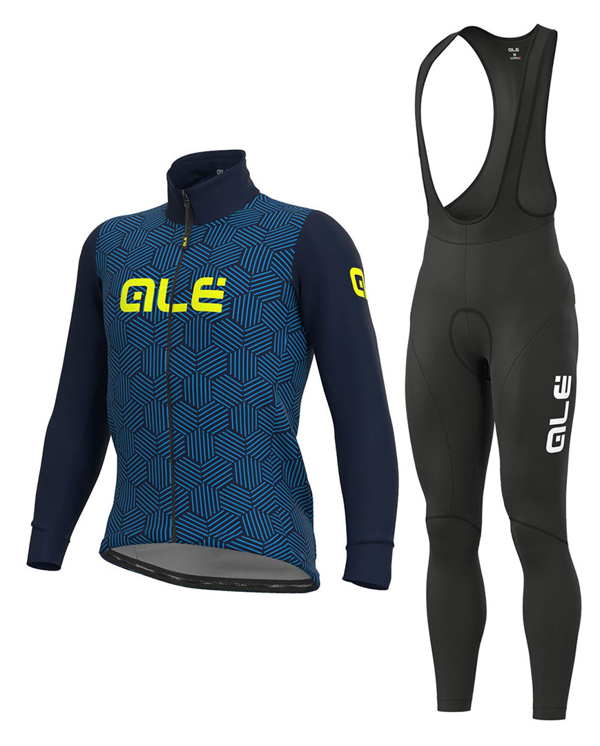
                ALÉ Cyklistická zimná bunda a nohavice - SOLID CROSS WINTER - čierna/modrá
            