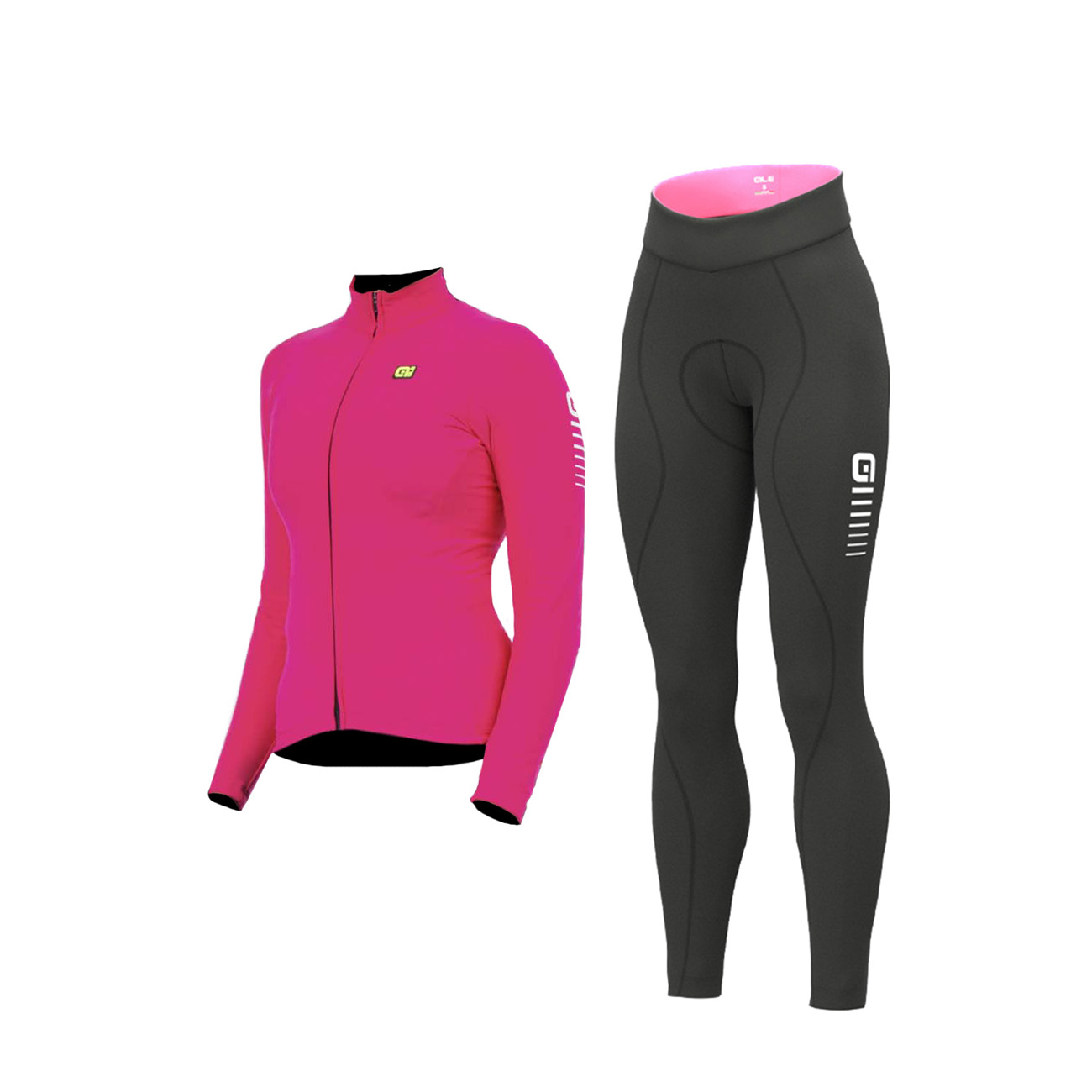 E-shop ALÉ Cyklistický zimný dres a nohavice - WARM RACE+ESSENTIAL - ružová/čierna