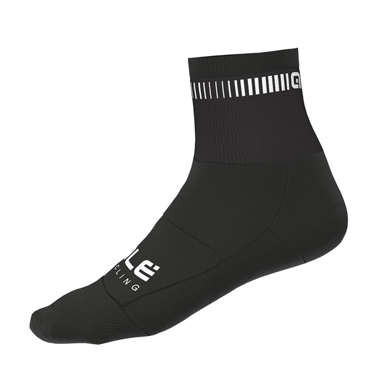 ALÉ Cyklistické ponožky klasické - LOGO Q-SKIN - biela/čierna