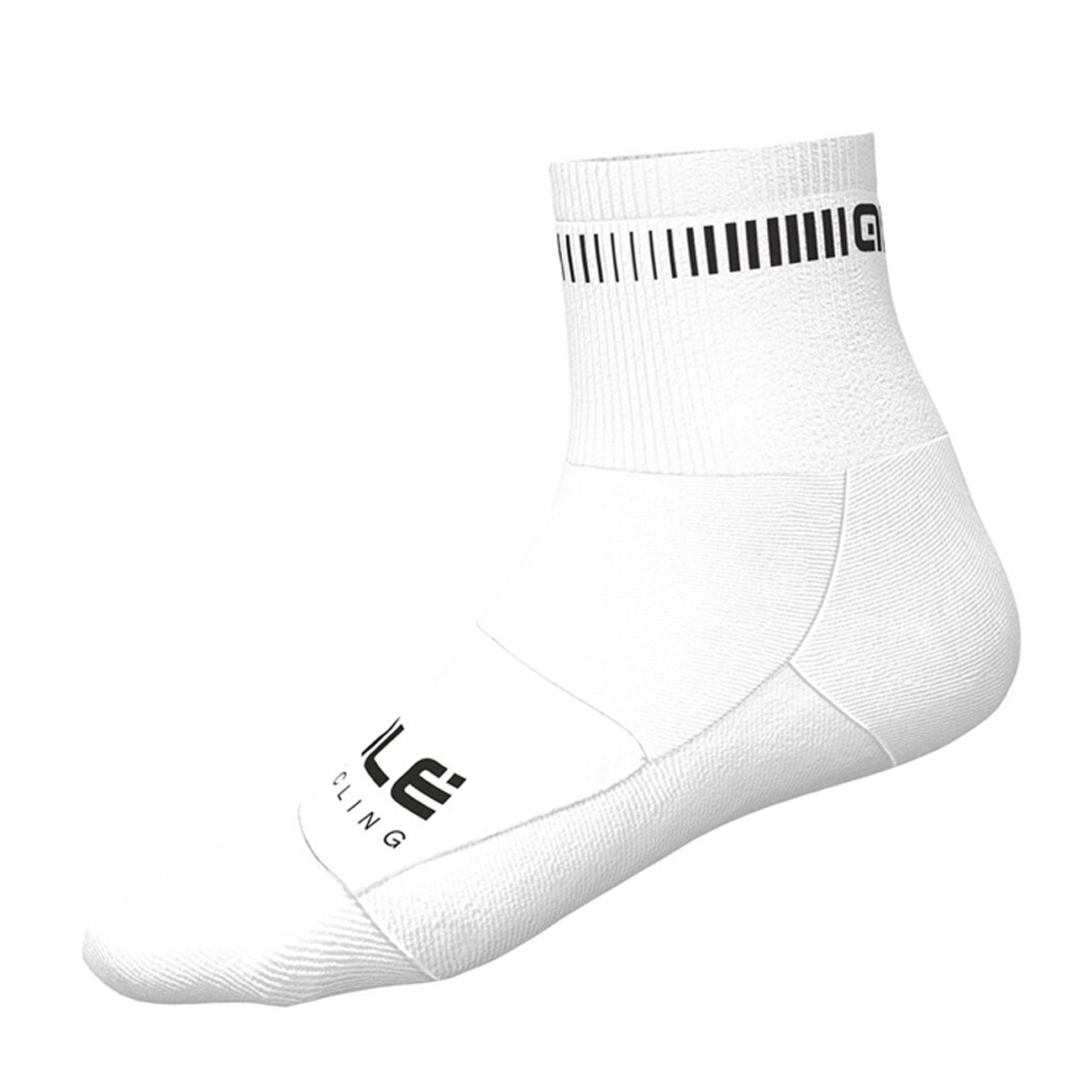 ALÉ Cyklistické ponožky klasické - LOGO Q-SKIN - biela S